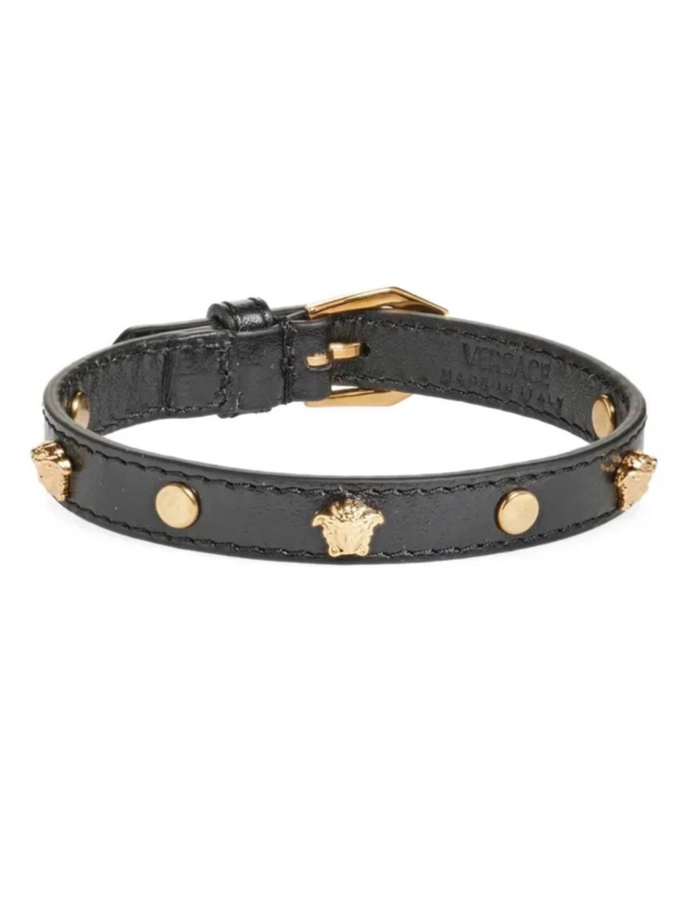 Versace Men's Medusa Studded Leather Bracelet
